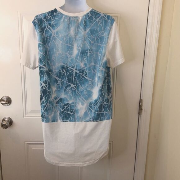 (3/$20) Akademiks blue and white short sleeve t-shirt with rounded hem - Picture 8 of 11